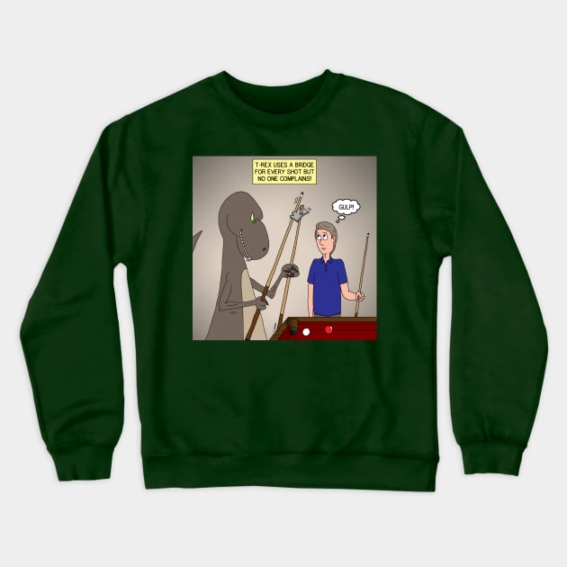 T-Rex Playing Pool Crewneck Sweatshirt by OutToLunch